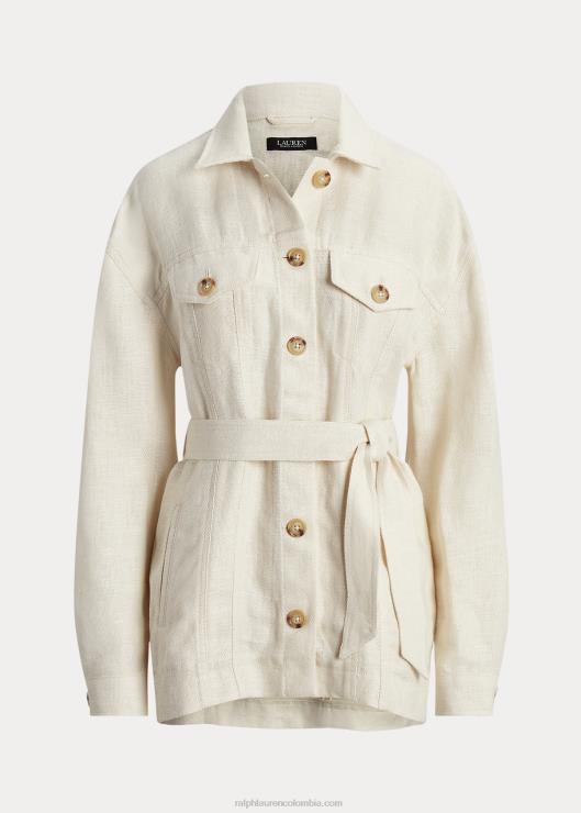 sobrecamisa de espiga con cinturón mujer crema de mascarpone Ralph Lauren 2XR2V4438