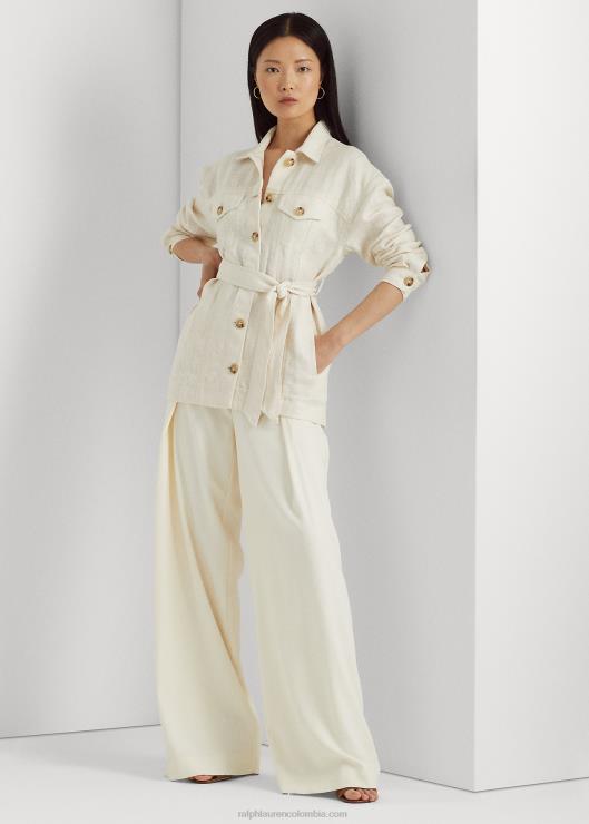sobrecamisa de espiga con cinturón mujer crema de mascarpone Ralph Lauren 2XR2V4438