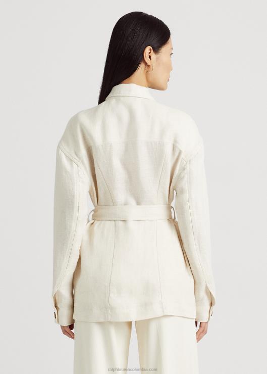 sobrecamisa de espiga con cinturón mujer crema de mascarpone Ralph Lauren 2XR2V4438