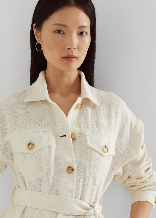 sobrecamisa de espiga con cinturón mujer crema de mascarpone Ralph Lauren 2XR2V4438
