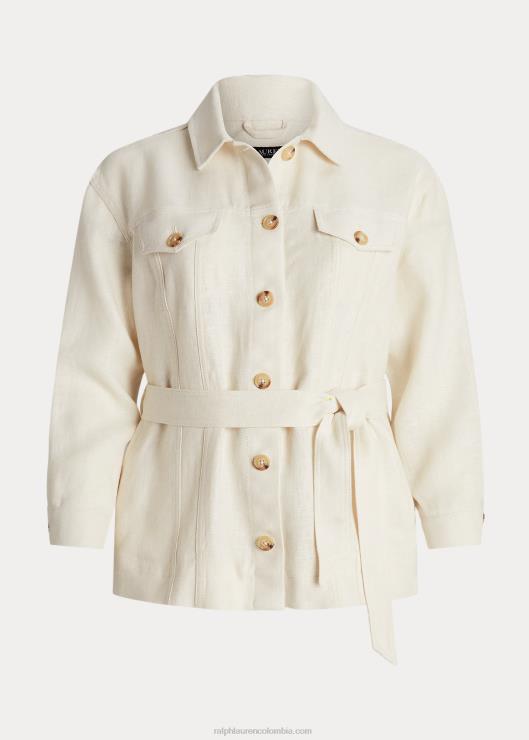 sobrecamisa de espiga con cinturón mujer crema de mascarpone Ralph Lauren 2XR2V4704