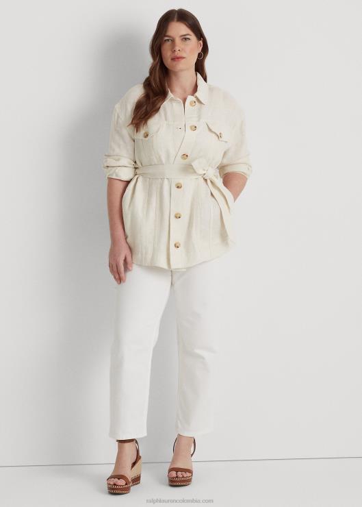 sobrecamisa de espiga con cinturón mujer crema de mascarpone Ralph Lauren 2XR2V4704