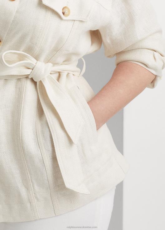 sobrecamisa de espiga con cinturón mujer crema de mascarpone Ralph Lauren 2XR2V4704