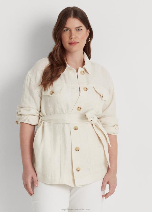 sobrecamisa de espiga con cinturón mujer crema de mascarpone Ralph Lauren 2XR2V4704