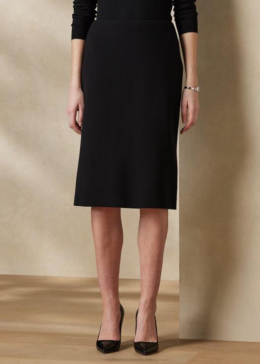 falda Cindy de crepé de lana elástica mujer negro Ralph Lauren 2XR2V9360