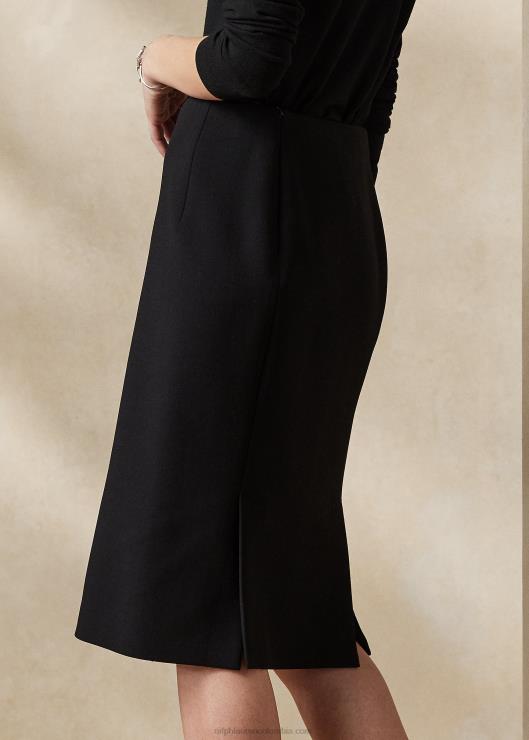 falda Cindy de crepé de lana elástica mujer negro Ralph Lauren 2XR2V9360