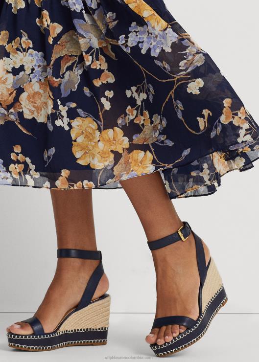 falda a capas de georgette arrugado floral mujer azul marino multi Ralph Lauren 2XR2V4105