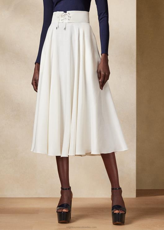 falda abberton de shantung de seda mujer blanquecino Ralph Lauren 2XR2V3513