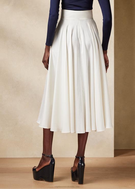 falda abberton de shantung de seda mujer blanquecino Ralph Lauren 2XR2V3513