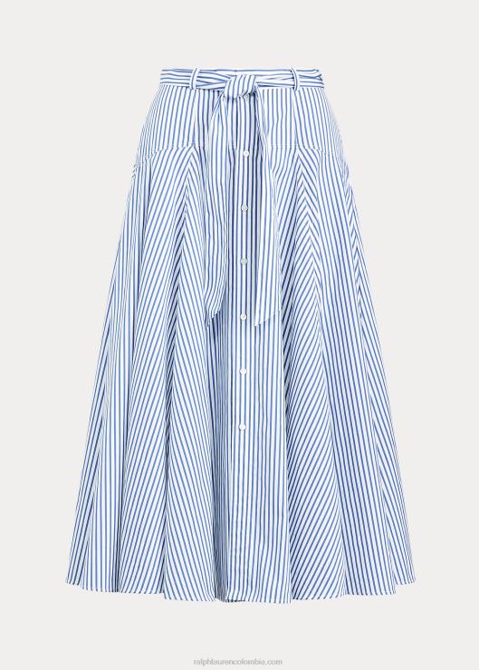 falda acampanada de algodón a rayas mujerRalph Lauren 2XR2V3005