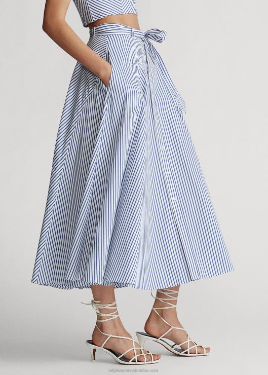 falda acampanada de algodón a rayas mujerRalph Lauren 2XR2V3005