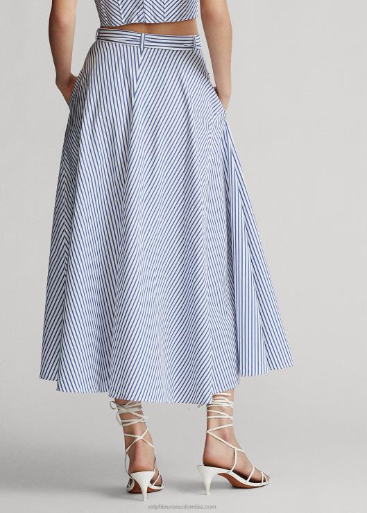 falda acampanada de algodón a rayas mujerRalph Lauren 2XR2V3005