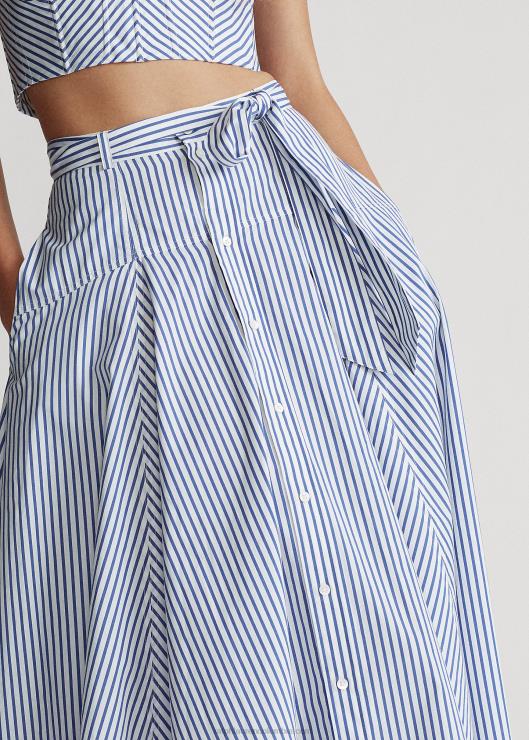 falda acampanada de algodón a rayas mujerRalph Lauren 2XR2V3005