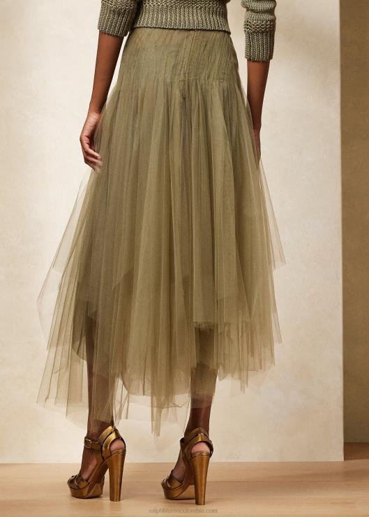 falda asimétrica de tul cliona mujer liquen verde Ralph Lauren 2XR2V3581