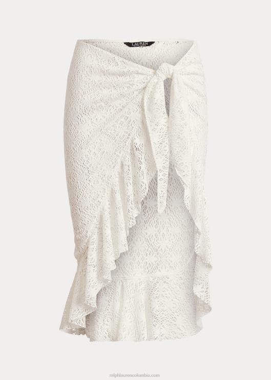 falda cruzada con ribete de volantes mujer blanco Ralph Lauren 2XR2V9451