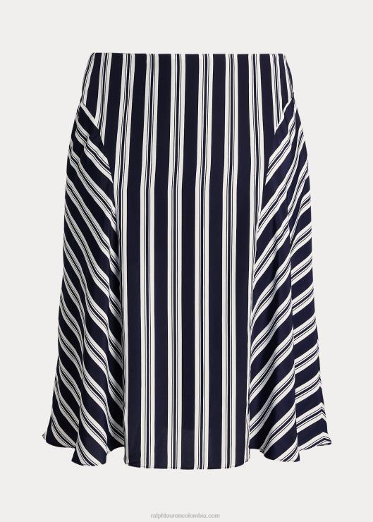 falda de crepé a rayas mujer azul marino/blanco Ralph Lauren 2XR2V4802