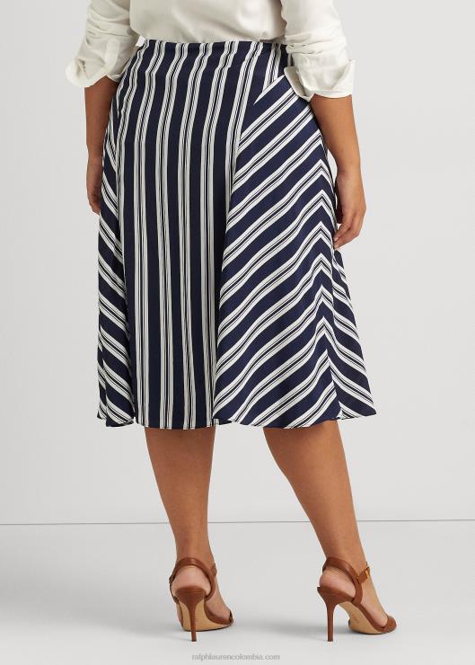 falda de crepé a rayas mujer azul marino/blanco Ralph Lauren 2XR2V4802