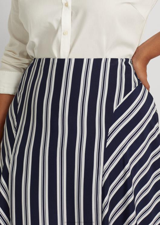 falda de crepé a rayas mujer azul marino/blanco Ralph Lauren 2XR2V4802