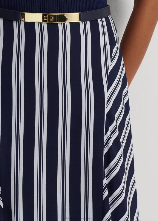 falda de crepé a rayas mujer azul marino/blanco Ralph Lauren 2XR2V4868
