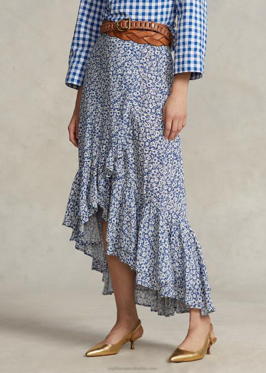 falda de crepé floral con volantes mujer azul ditsy floral Ralph Lauren 2XR2V3087