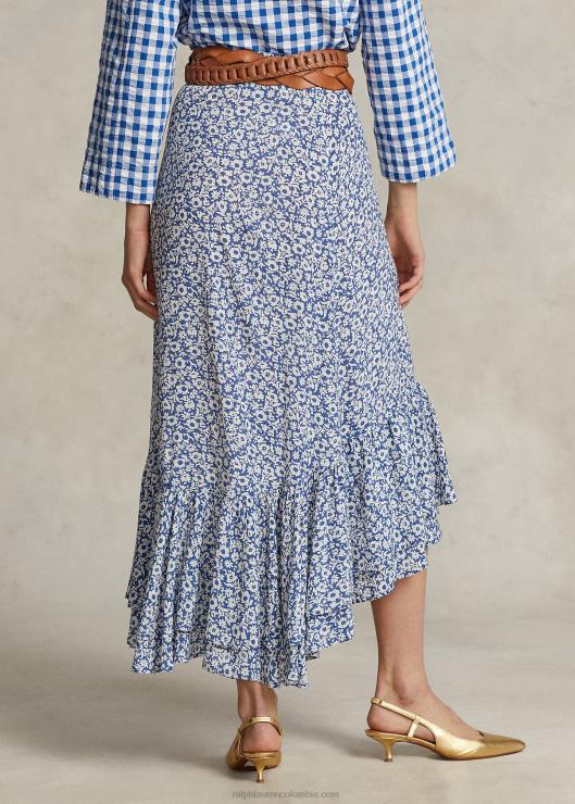 falda de crepé floral con volantes mujer azul ditsy floral Ralph Lauren 2XR2V3087
