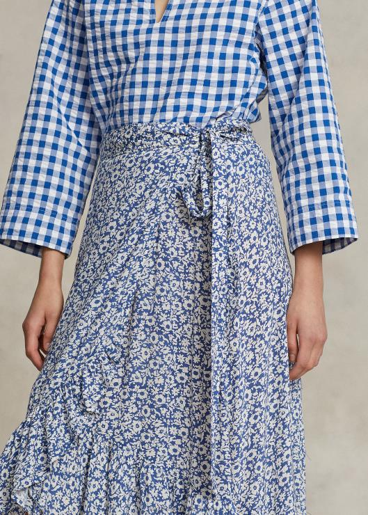 falda de crepé floral con volantes mujer azul ditsy floral Ralph Lauren 2XR2V3087