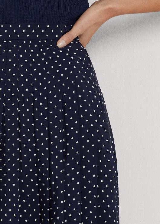 falda de crepé plisada con lunares mujer azul marino/crema Ralph Lauren 2XR2V4024