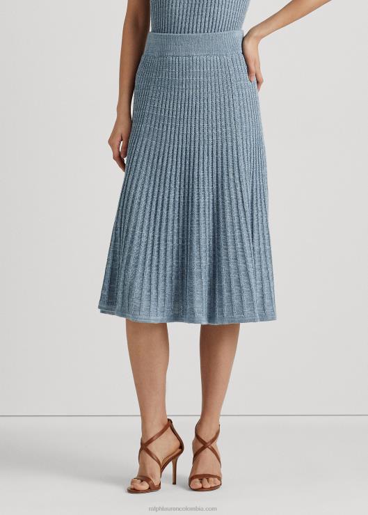 falda de punto de lino y algodón mujer océano índigo multi Ralph Lauren 2XR2V4844