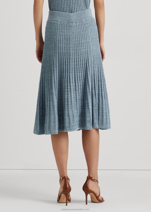 falda de punto de lino y algodón mujer océano índigo multi Ralph Lauren 2XR2V4844