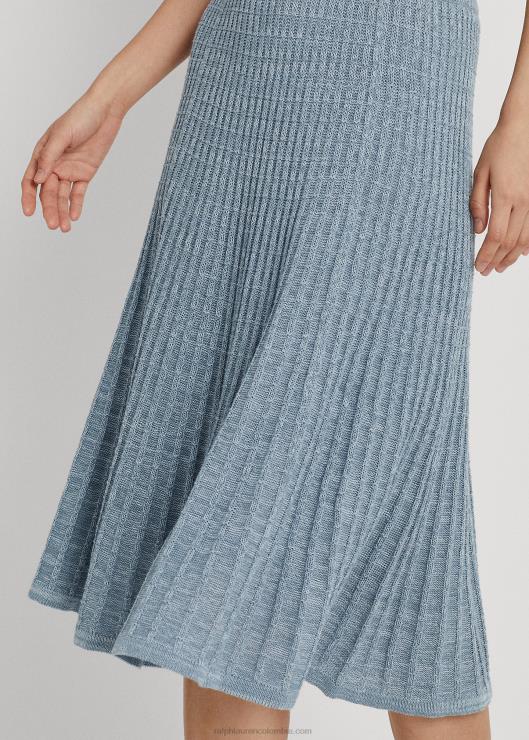 falda de punto de lino y algodón mujer océano índigo multi Ralph Lauren 2XR2V4844