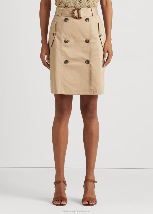 falda de sarga microlijada con cinturón mujer bronceado de abedul Ralph Lauren 2XR2V4376