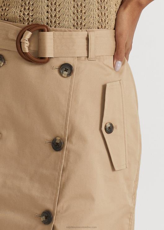 falda de sarga microlijada con cinturón mujer bronceado de abedul Ralph Lauren 2XR2V4376