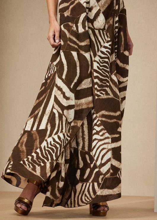 falda liliosa de gasa de lino con estampado de cebra mujer marrón/crema multicolor Ralph Lauren 2XR2V9280