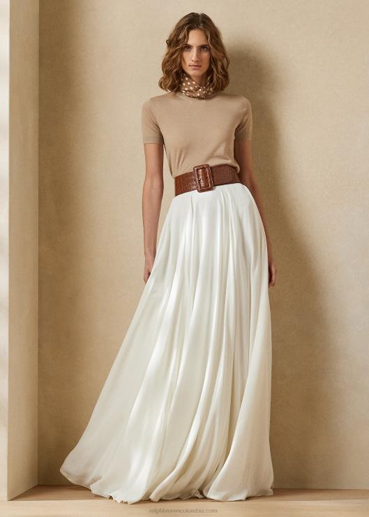 falda maguire de raso lavado mujer crema de lujo Ralph Lauren 2XR2V3469