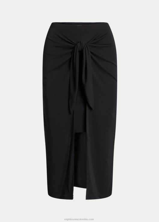 falda midi de jersey elástico con lazo en la parte delantera mujer negro Ralph Lauren 2XR2V4364