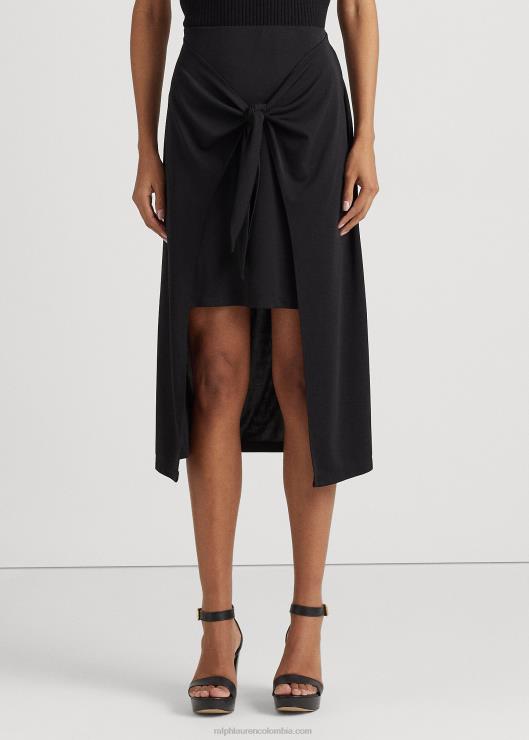 falda midi de jersey elástico con lazo en la parte delantera mujer negro Ralph Lauren 2XR2V4364