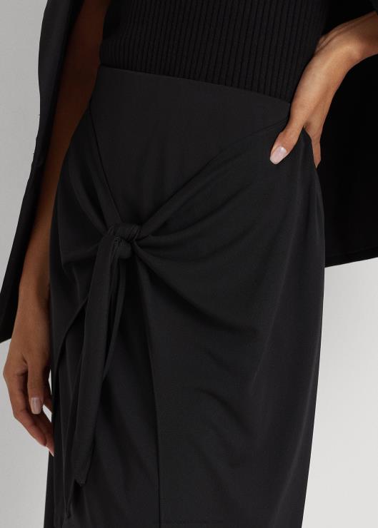 falda midi de jersey elástico con lazo en la parte delantera mujer negro Ralph Lauren 2XR2V4364