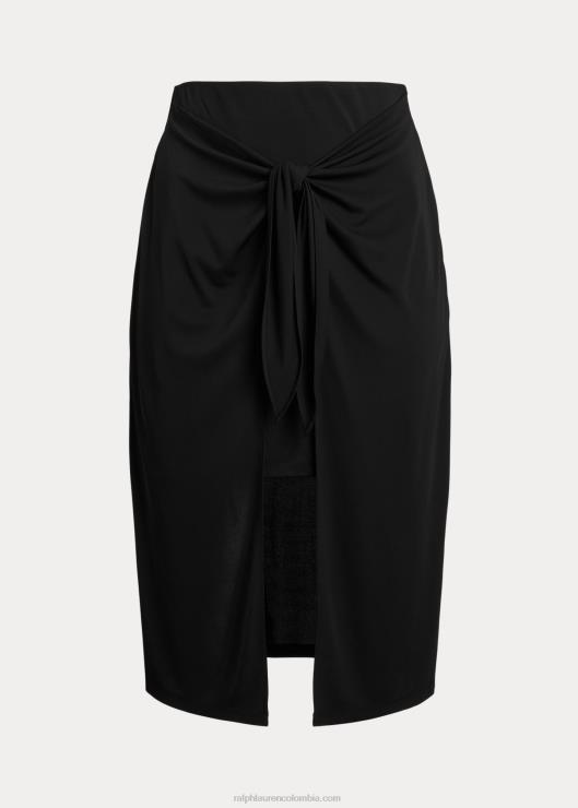 falda midi de jersey elástico con lazo en la parte delantera mujer negro Ralph Lauren 2XR2V4567