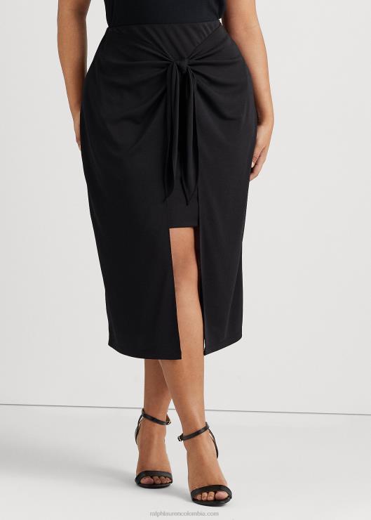 falda midi de jersey elástico con lazo en la parte delantera mujer negro Ralph Lauren 2XR2V4567