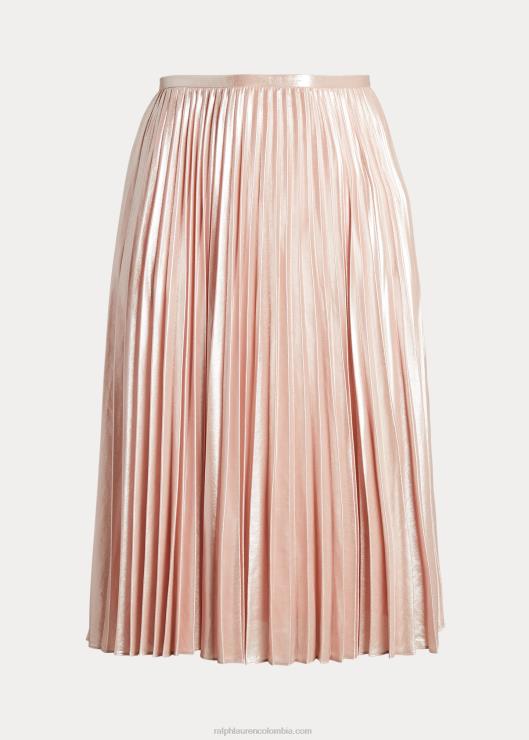 falda plisada de gasa metalizada mujer Rosa palido Ralph Lauren 2XR2V4679