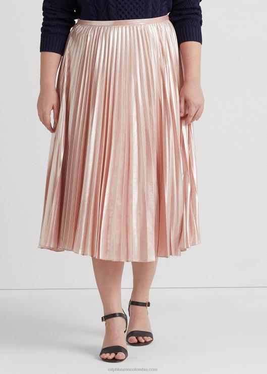 falda plisada de gasa metalizada mujer Rosa palido Ralph Lauren 2XR2V4679