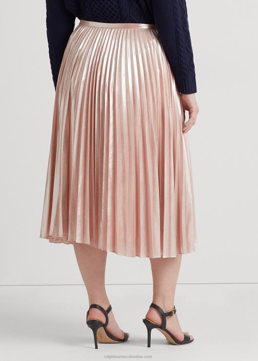 falda plisada de gasa metalizada mujer Rosa palido Ralph Lauren 2XR2V4679
