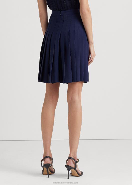 falda plisada de georgette mujer azul marino refinado Ralph Lauren 2XR2V3974