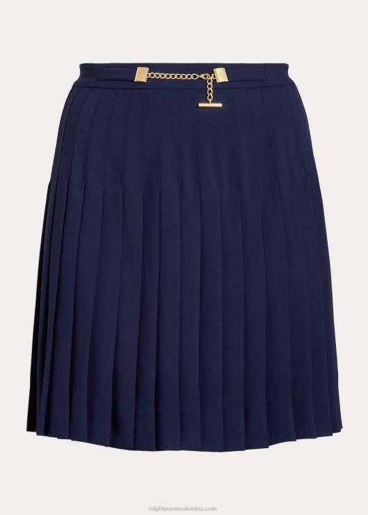 falda plisada de georgette mujer azul marino refinado Ralph Lauren 2XR2V4595