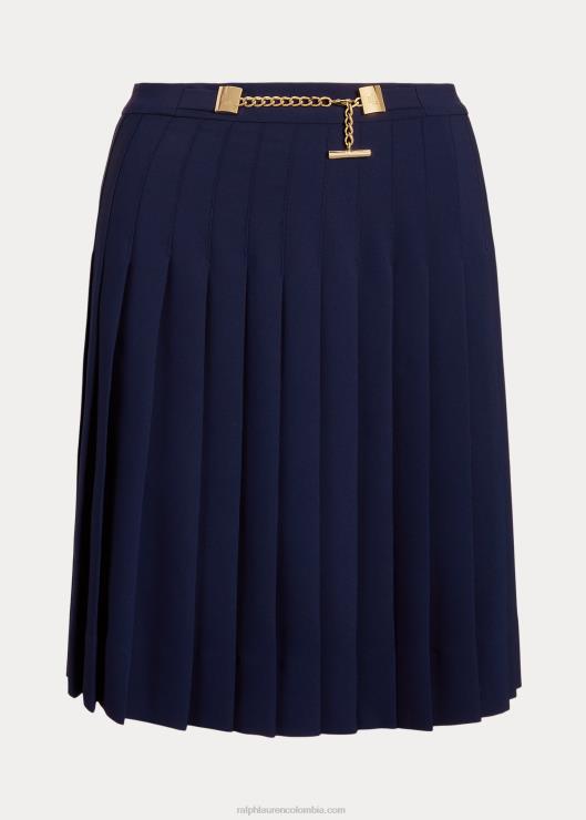 falda plisada de georgette mujer azul marino refinado Ralph Lauren 2XR2V4842