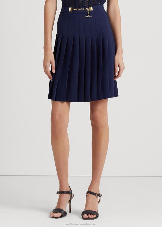 falda plisada de georgette mujer azul marino refinado Ralph Lauren 2XR2V4842