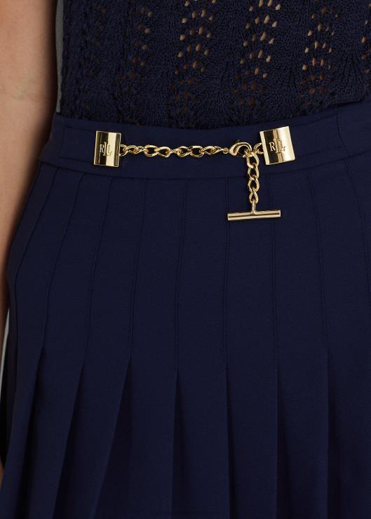 falda plisada de georgette mujer azul marino refinado Ralph Lauren 2XR2V4842