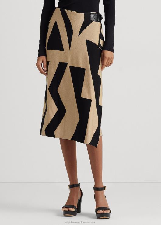falda tubo con estampado geométrico mujer negro/tostado Ralph Lauren 2XR2V4467