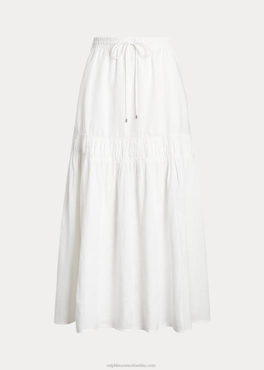 maxifalda de lino a capas mujer blanco Ralph Lauren 2XR2V3876