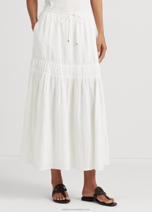 maxifalda de lino a capas mujer blanco Ralph Lauren 2XR2V3876